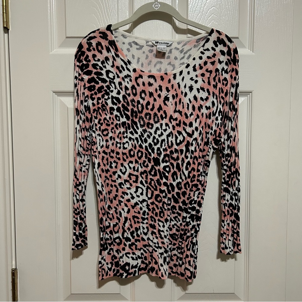 Peter Nygard Pink/Black Leopard Print Top